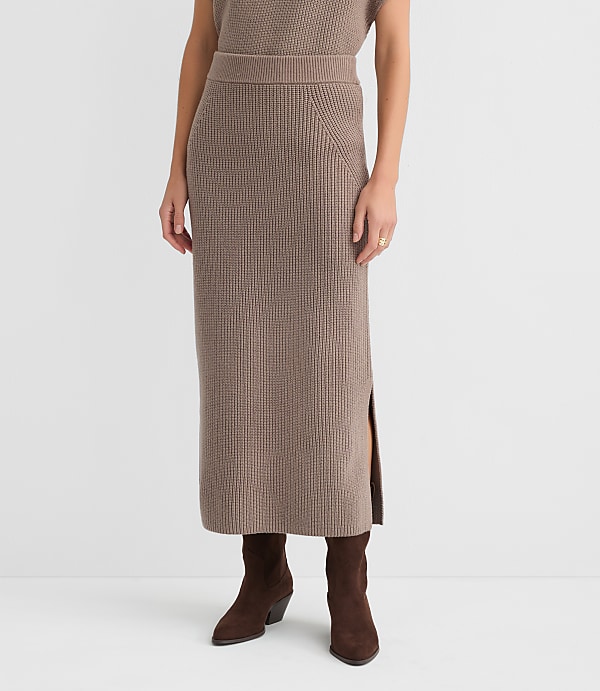 Ribbed Midi Sweater Skirt