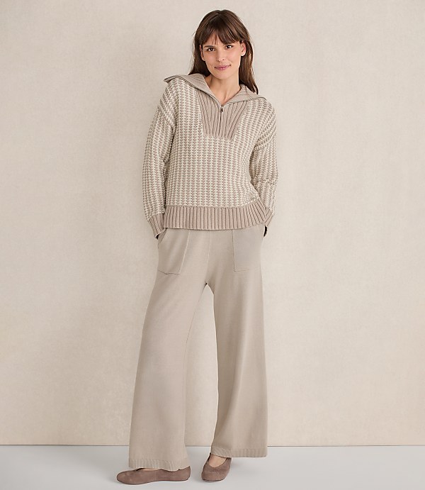 Haven Well Within Cotton Blend Contrast Stitch Half Zip Sweater