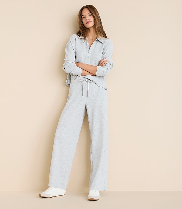 Lou & Grey Heathered Upstate Waffle Wide Leg Pants