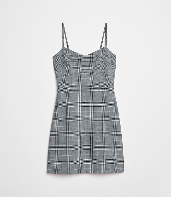 Petite LOFT Versa Seasonless Stretch Strappy Mini Dress in Plaid