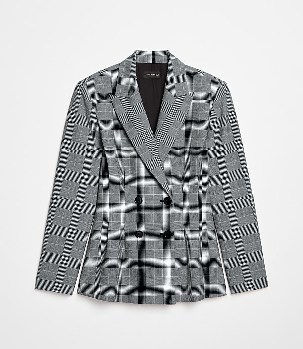 LOFT Versa Plaid Seasonless Stretch Double Breasted Blazer