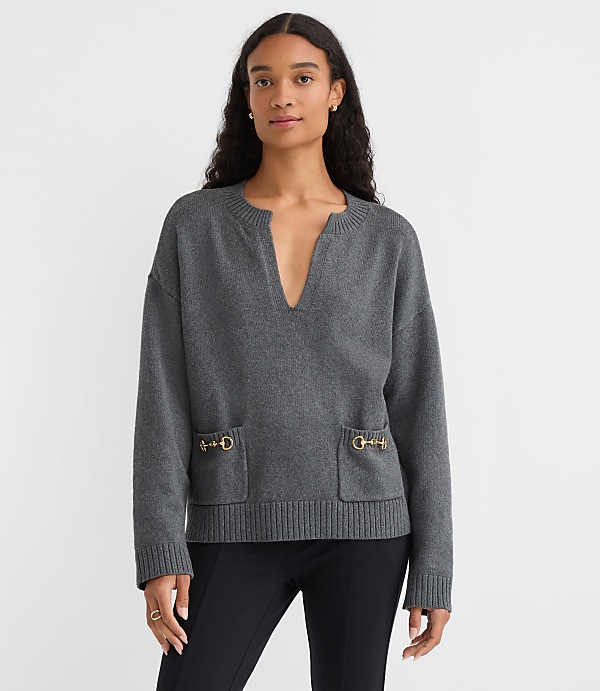 Heathered Horsebit Pocket Sweater