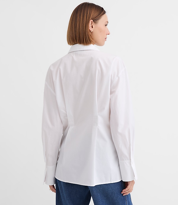 Seamed Poplin Tunic Shirt