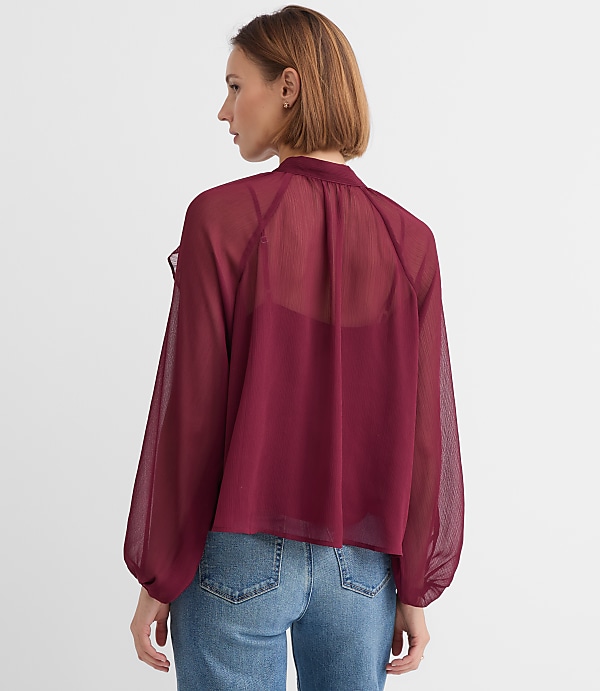 Ruffle Tie Neck Blouse