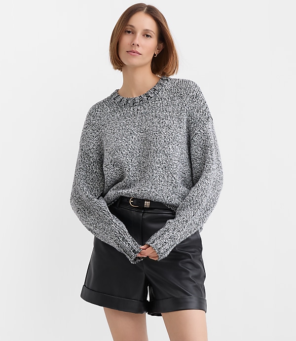Petite Shimmer Marled Elliptical Hem Sweater