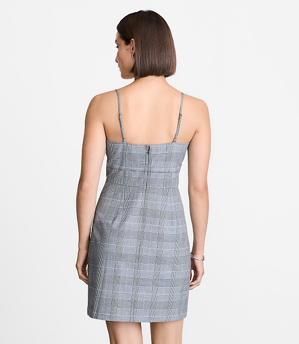 Petite LOFT Versa Seasonless Stretch Strappy Mini Dress in Plaid