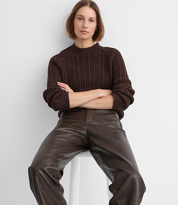 Petite Stitchy Raglan Sweater