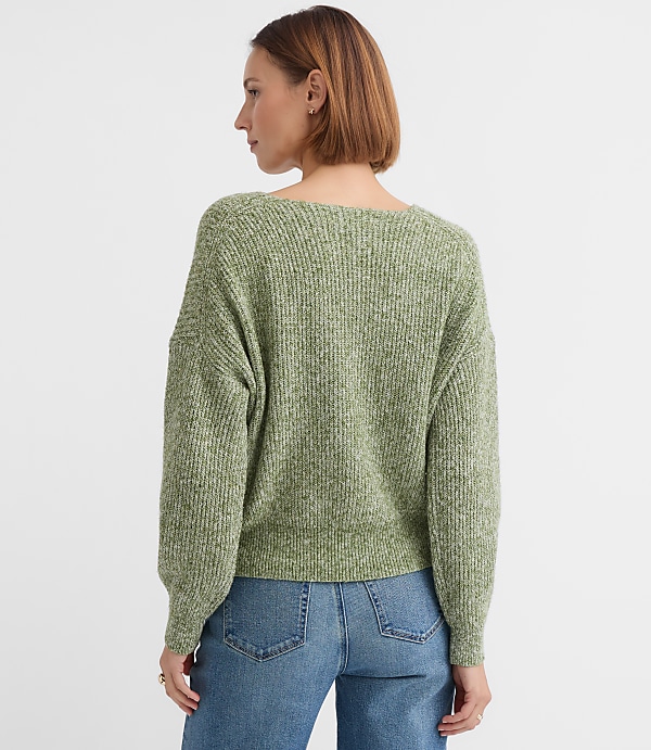 Petite Angled Ribbed V-Neck Sweater