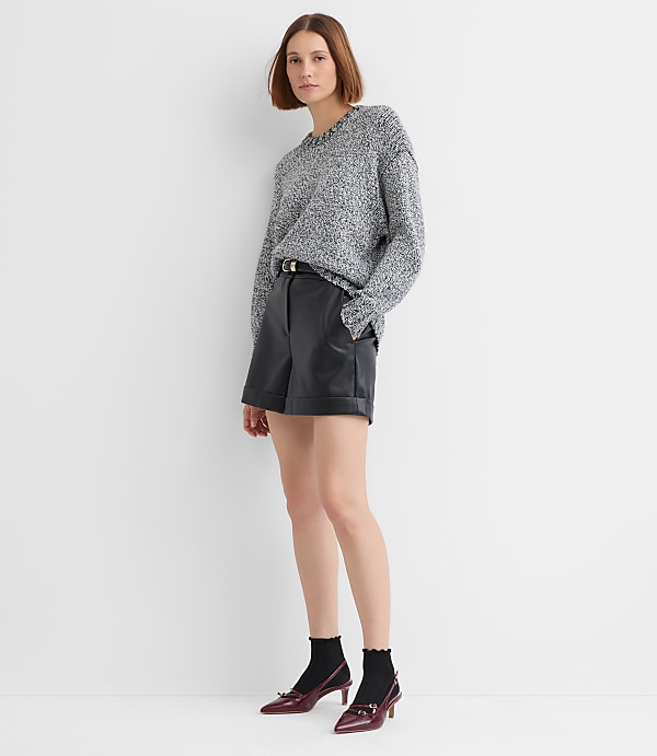 Petite Shimmer Marled Elliptical Hem Sweater