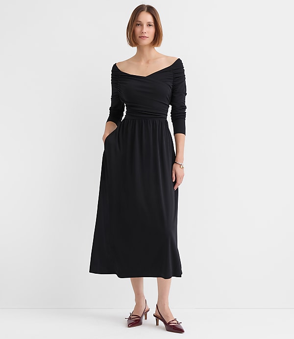 Petite Off The Shoulder Midi Dress