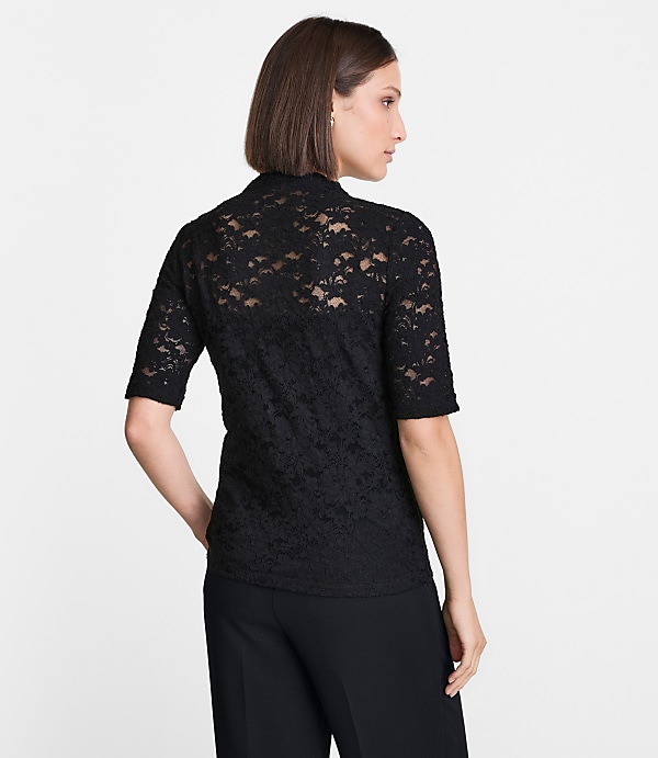 Petite LOFT Versa Lace Elbow Sleeve Turtleneck Top