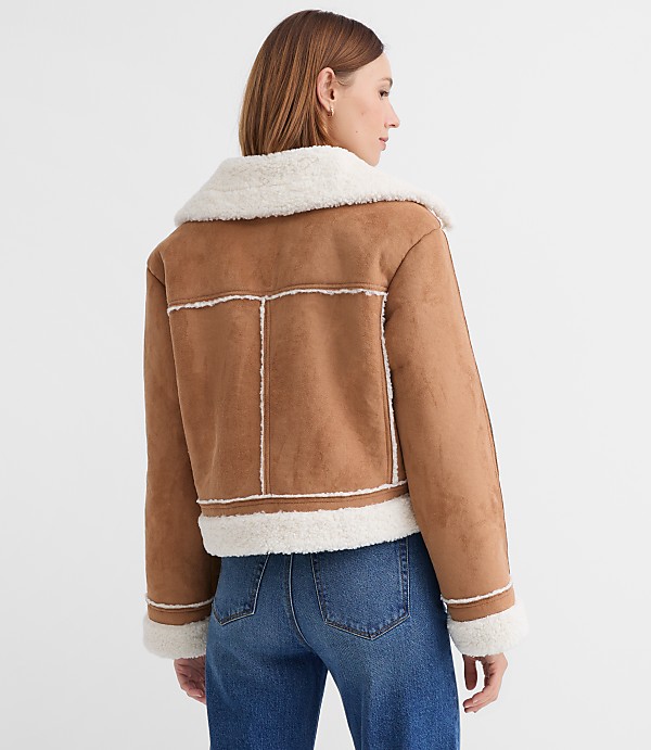 Petite Faux Suede Sherpa Jacket