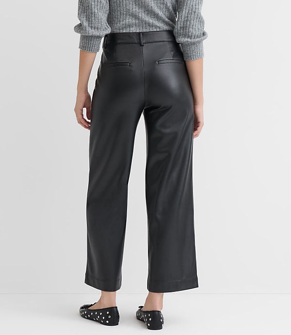 Wide Leg Pants in Faux Leather