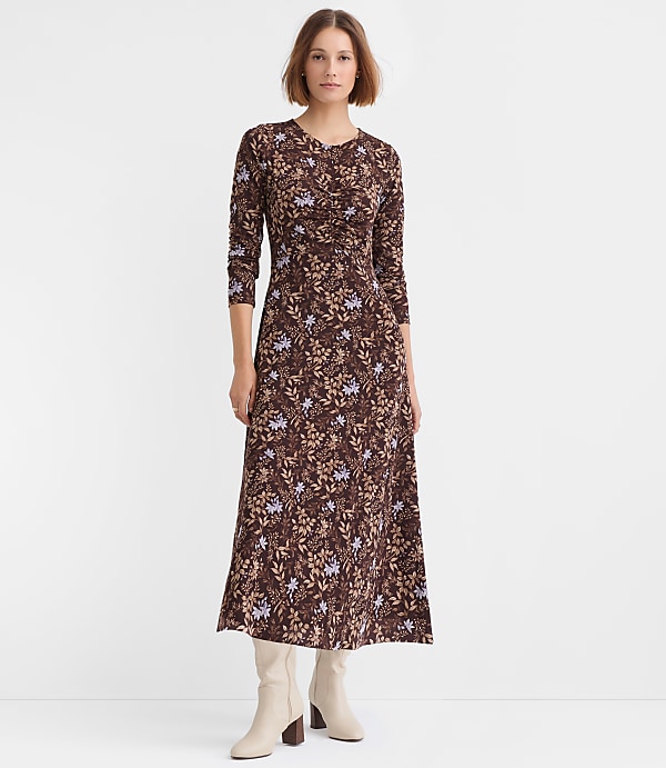 Tall Garden Ruched Bodice Midi Dress