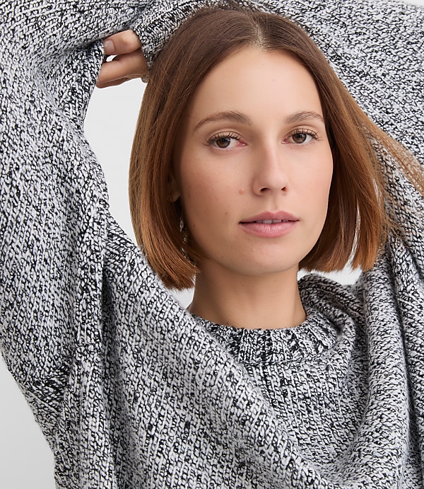 Shimmer Marled Elliptical Hem Sweater