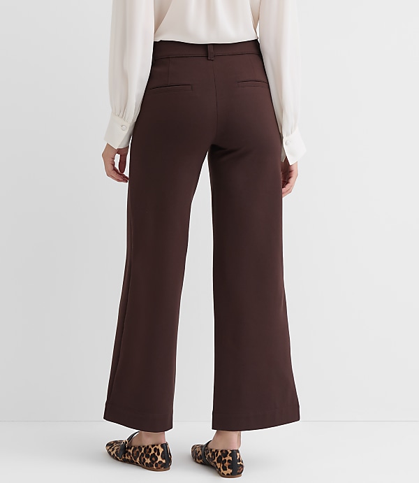 Faux Leather Pocket Palmer Wide Leg Pants in Ponte