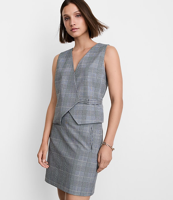 LOFT Versa Plaid Seasonless Stretch Wrap Vest