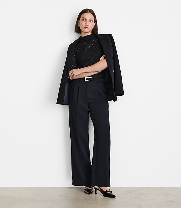 LOFT Versa Lace Elbow Sleeve Turtleneck Top
