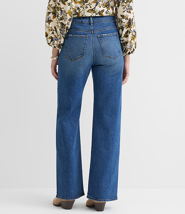 Petite Curvy High Rise Wide Leg Jeans in Vintage Dark Wash