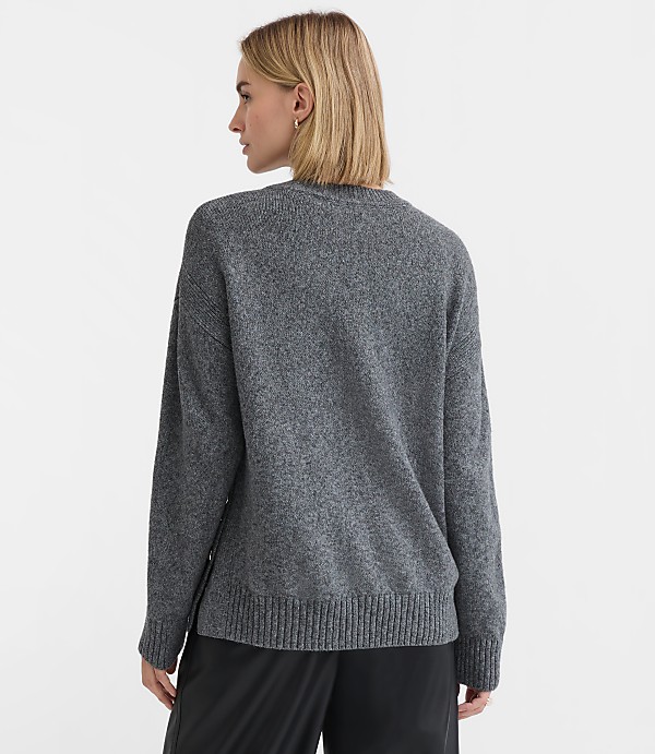 Petite Marled Side Button Tunic Sweater