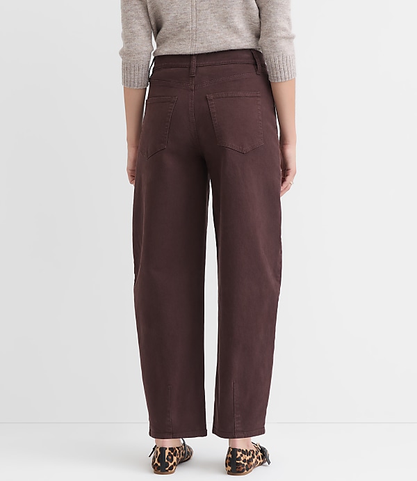 Petite Curvy High Rise Barrel Jeans in Iced Espresso