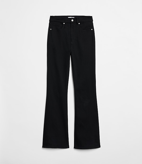 Petite High Rise Slim Flare Jeans in Jet Black Wash