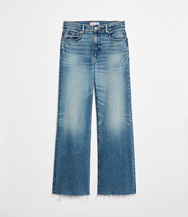 Frayed High Rise Wide Leg Jeans