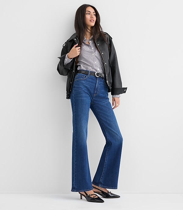 High Rise Relaxed Flare Jeans in Medium Wash
