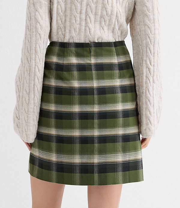 Plaid Brushed Flannel Twist Mini Skirt