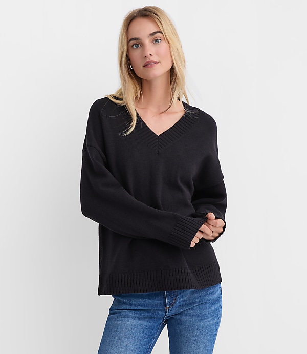 Petite Slouchy V-Neck Sweater