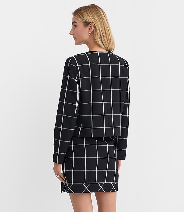 Petite Windowpane Double Breasted Jacket