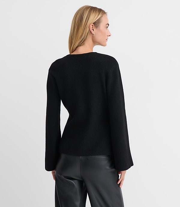 Petite Ribbed Double Button Sweater Jacket
