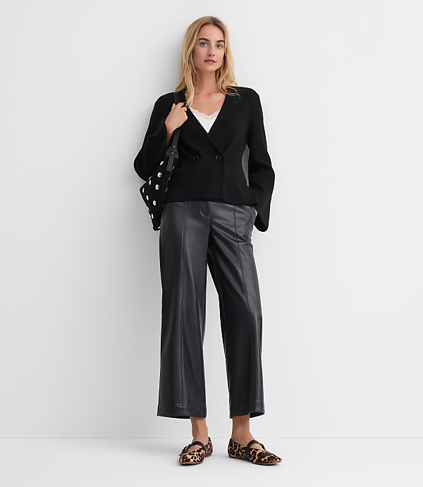 Petite Ribbed Double Button Sweater Jacket