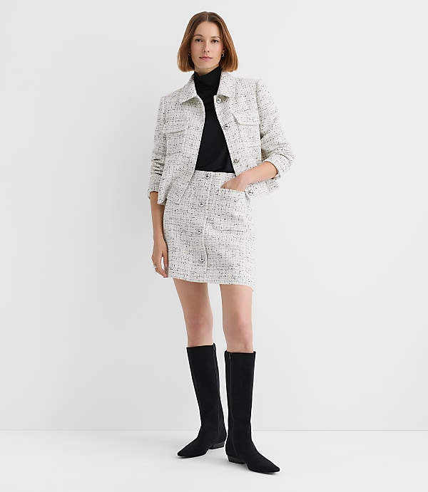 Tweed Mini Patch Pocket Skirt
