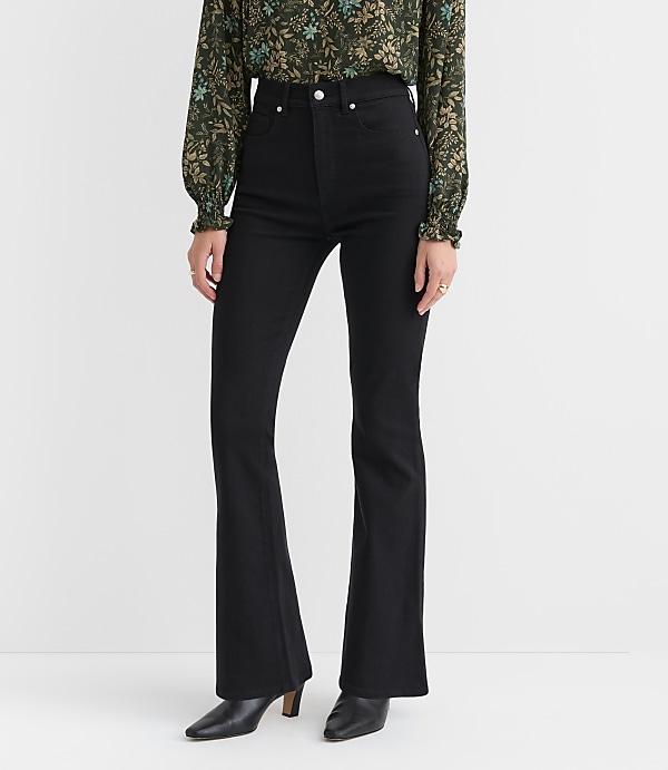 High Rise Slim Flare Jeans in Jet Black Wash