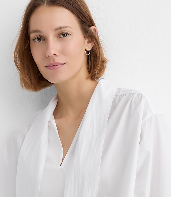 Bow Poplin Tunic Blouse