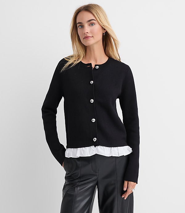 Poplin Ruffle Sweater Jacket