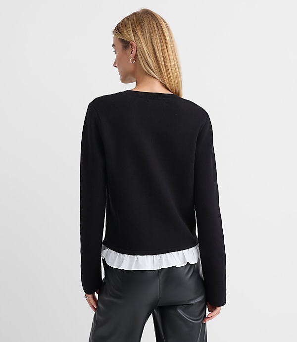 Poplin Ruffle Sweater Jacket