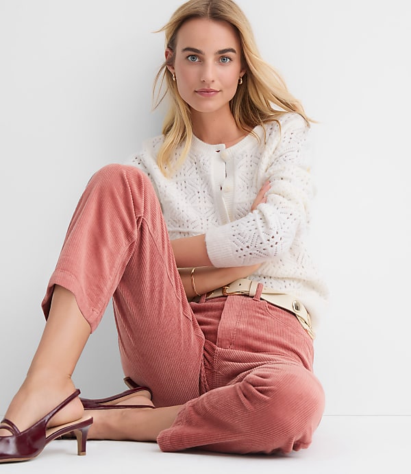 Windowpane Pointelle Cardigan