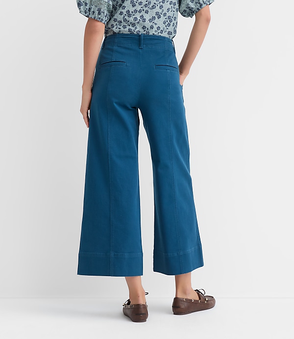 Seamed Palmer Wide Leg Crop Pants in Twill