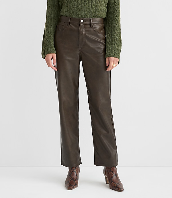 Five Pocket Straight Pants in Faux Leather