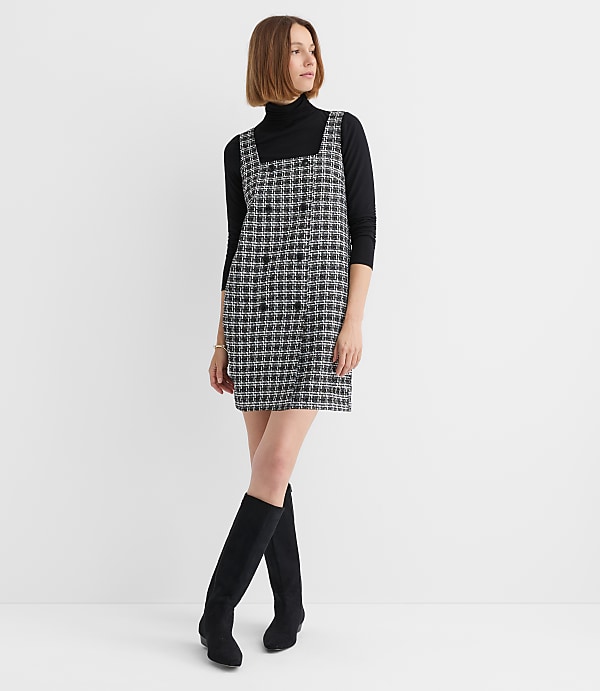 Petite Tweed Double Breasted Mini Pocket Dress