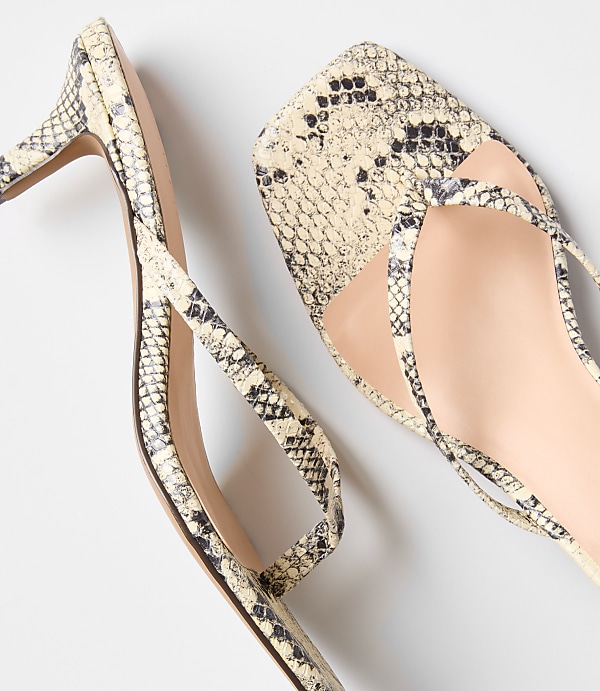 LOFT Versa Snake Print Leather Kitten Heel Thong Sandals