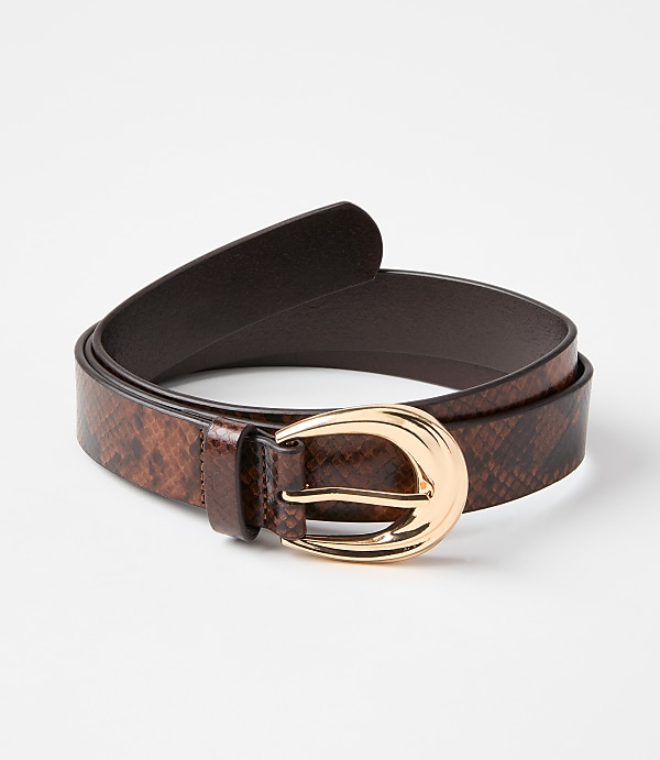 Snake Print Twist Buckle Belt