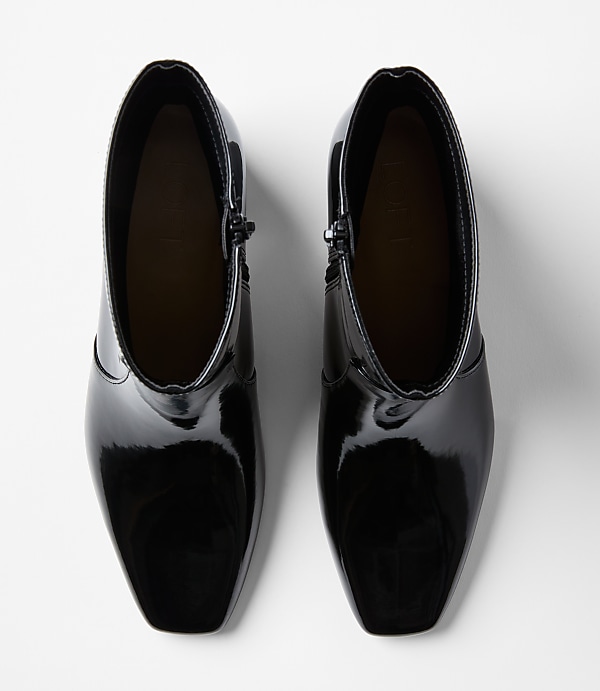 Patent Block Heel Booties