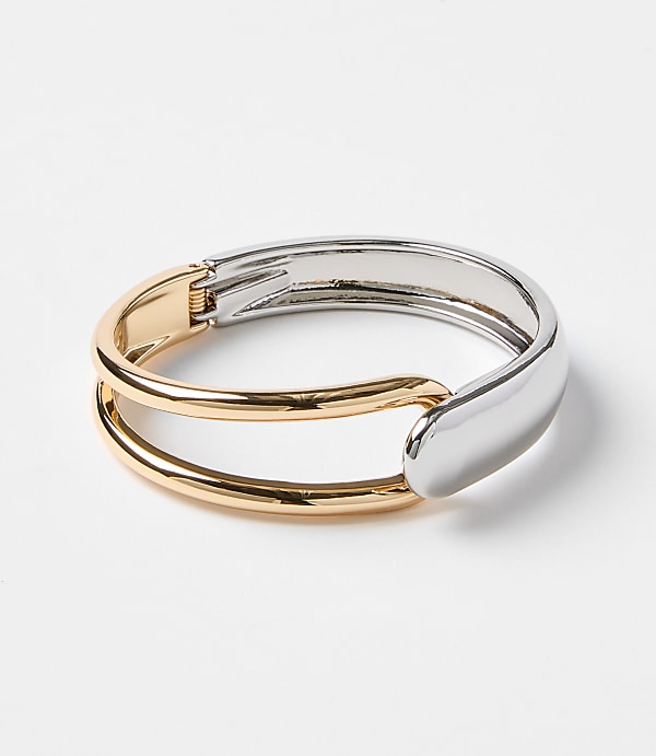 Mixed Metal Open Linked Cuff Bracelet