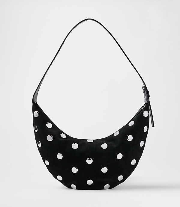 Studded Suede Hobo Bag