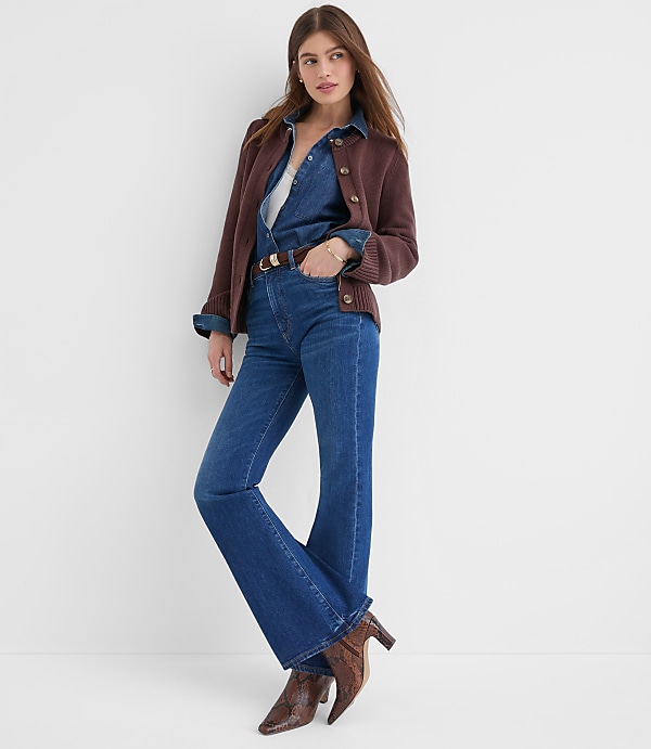 Petite Tipped Waisted Patch Pocket Cardigan