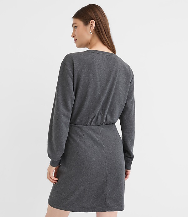 Petite Terry Side Pleated Mini Dress