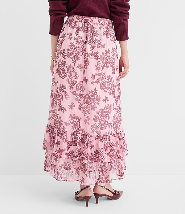 Petite Shimmer Geo Tiered Maxi Skirt